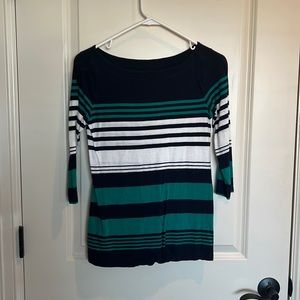 Ann Taylor Loft 3/4 sleeve boat neck cotton shirt